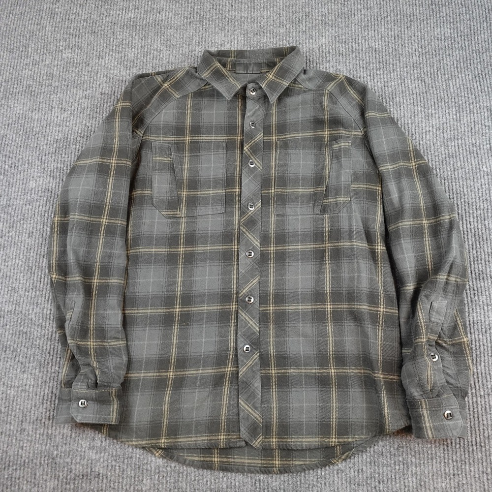 Triple Aught Design Shirt Mens Large Gray Plaid Flannel Long Sleeve Button Up